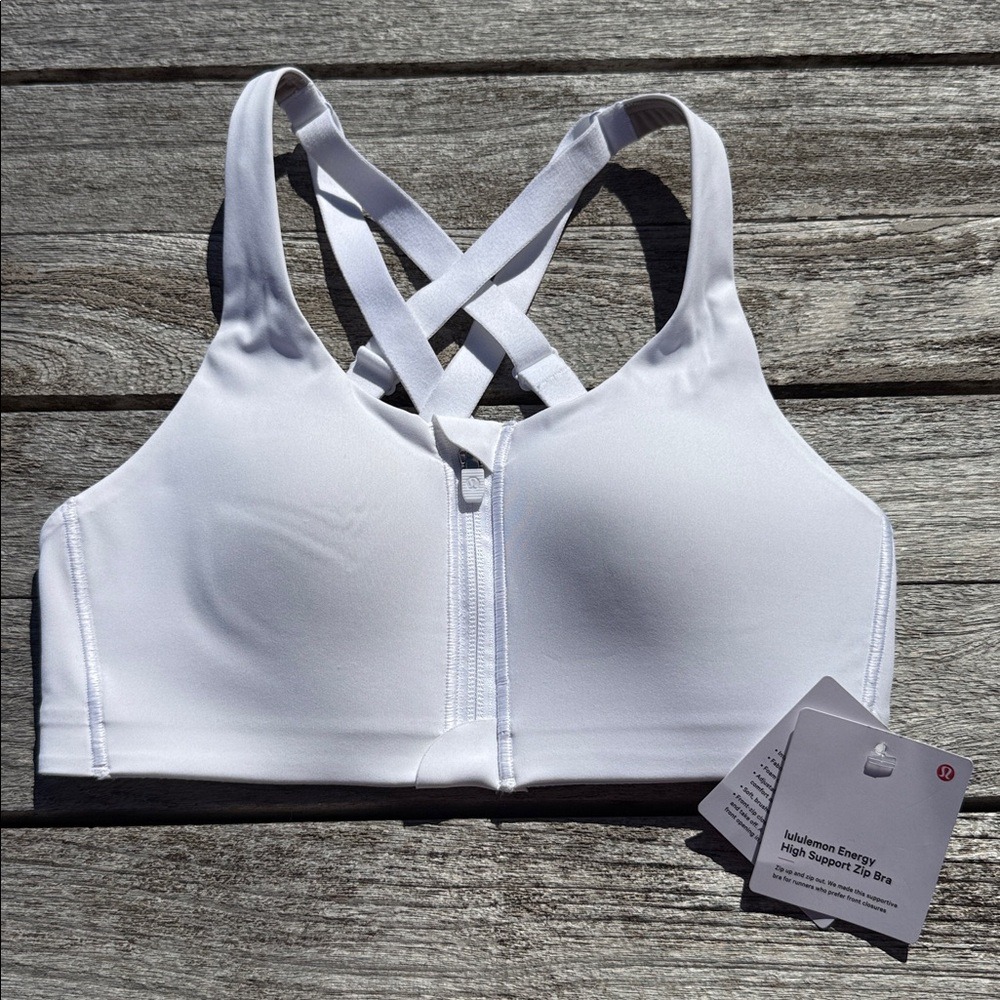 Lululemon Energy Zip-Front Bra High-Support 32B white NWT